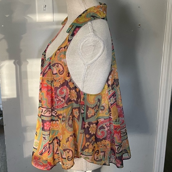 Free People Strawberry Oversized Flowy Colorful Scoop Neck Racerback Tank; M - Picture 13 of 16